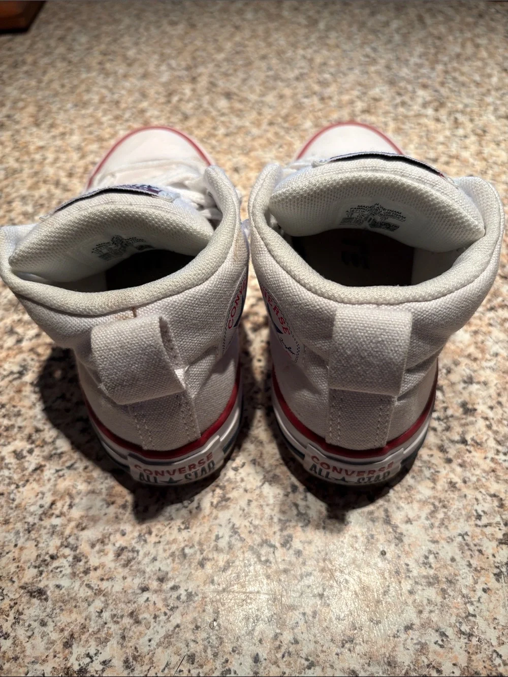 Converse Kids White mid Top Sneakers with Red Trim